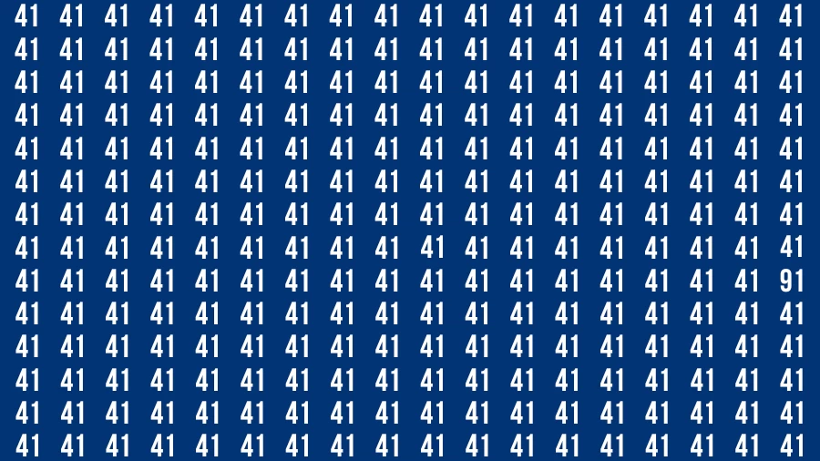 Observation Visual Test: If you have 50/50 Vision Find the Number 91 among 41 in 15 Secs