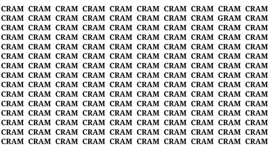 Observation Brain Challenge: If you have Hawk Eyes Find the Word Gram among Cram in 20 Secs