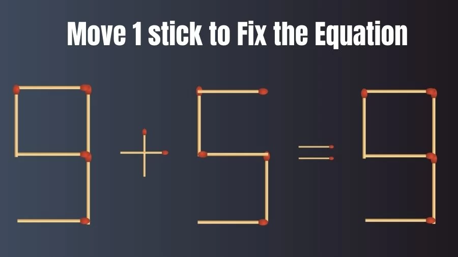 Brain Teaser: 9+5=9 Move Only 1 Matchstick To Fix The Equation