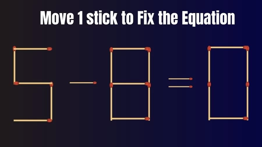 Brain Teaser IQ Test: 5-8=0 Matchstick Puzzle Only Genius Mind Can Solve