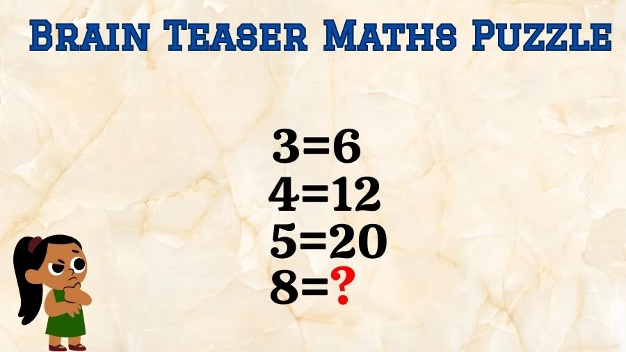 Brain Teaser Maths Puzzle: 3=6, 4=12, 5=20, 8=?