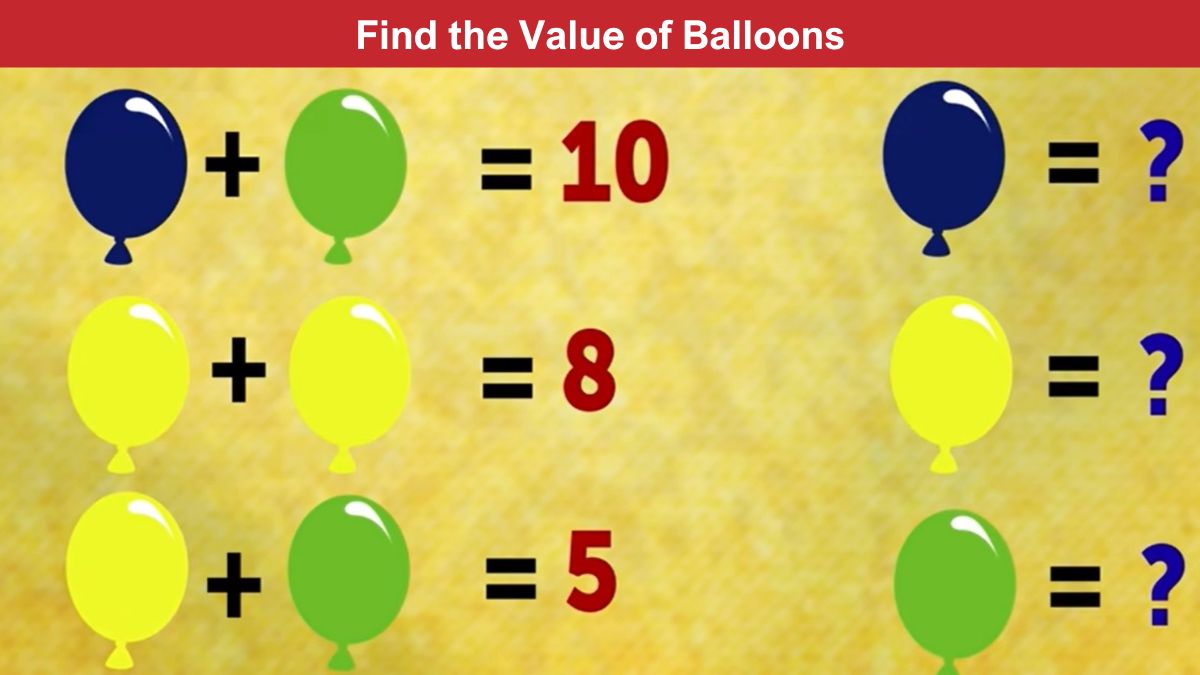 Brain Teaser for Geniuses: Find the value of balloons in 9 Seconds!