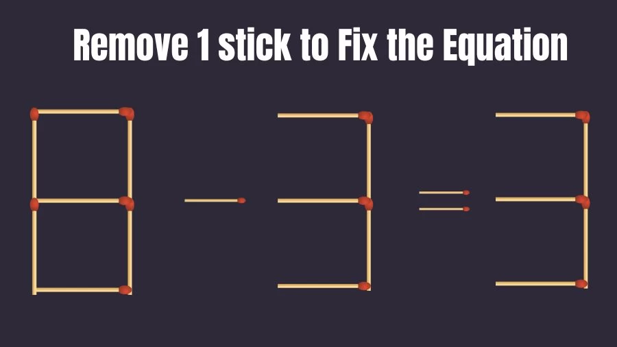 Brain Teaser: 8-3=3 Remove 1 Stick To Fix The Equation