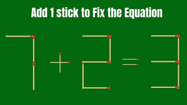Matchstick Riddle: 7+2=3 Fix The Equation By Adding 1 Stick