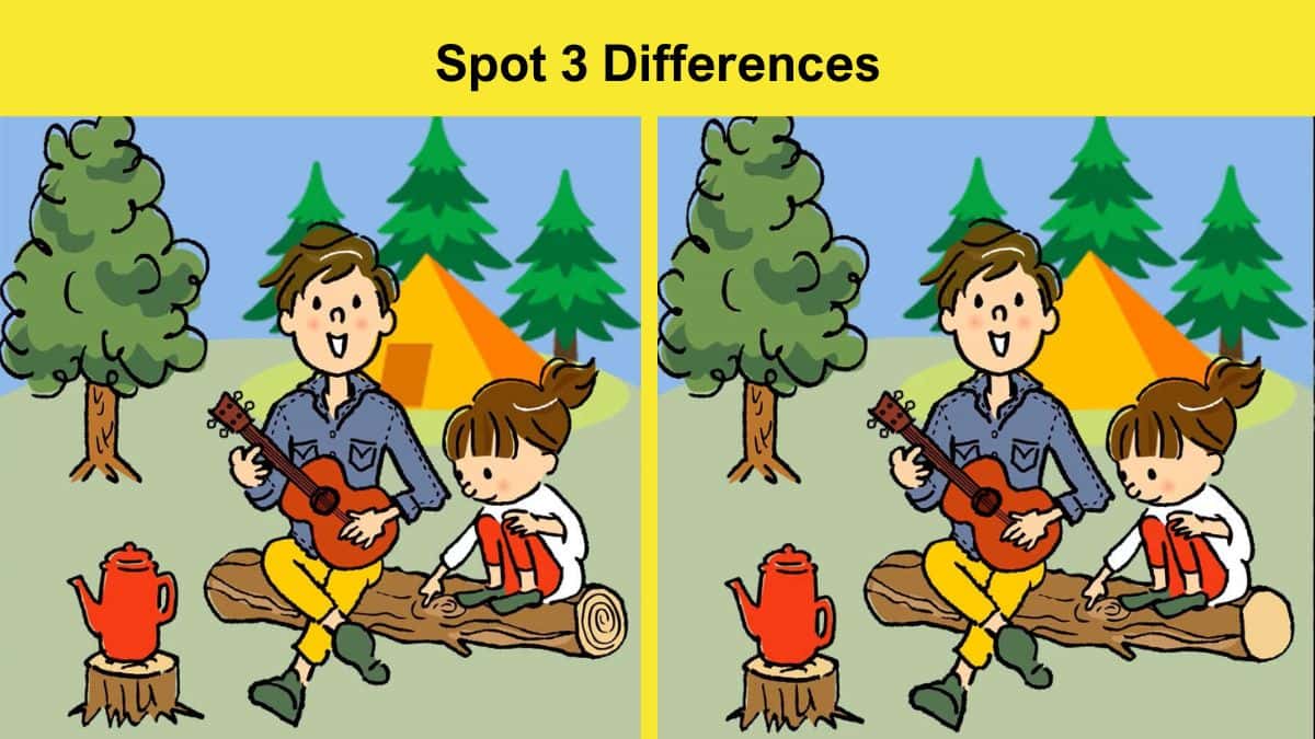 Spot 3 differences between the camping pictures in 9 seconds!