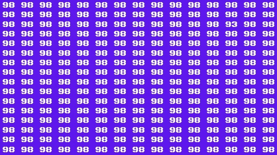 Observation Brain Challenge: If you have Eagle Eyes Find the number 93 among 98 in 12 Secs