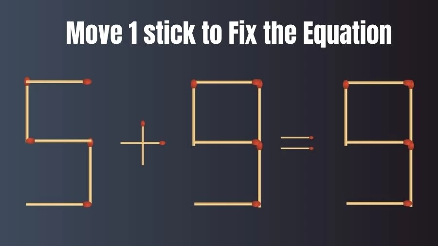 5+9=9 Move 1 Stick and Right the Equation in this Brain Teaser Matchstick Puzzle