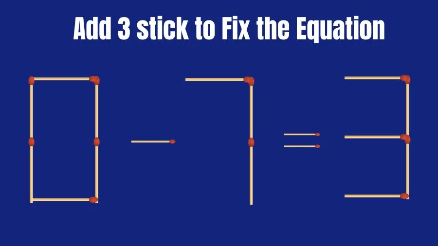 Brain Teaser: 0-7=3 Add 3 Matchsticks to Fix the Equation