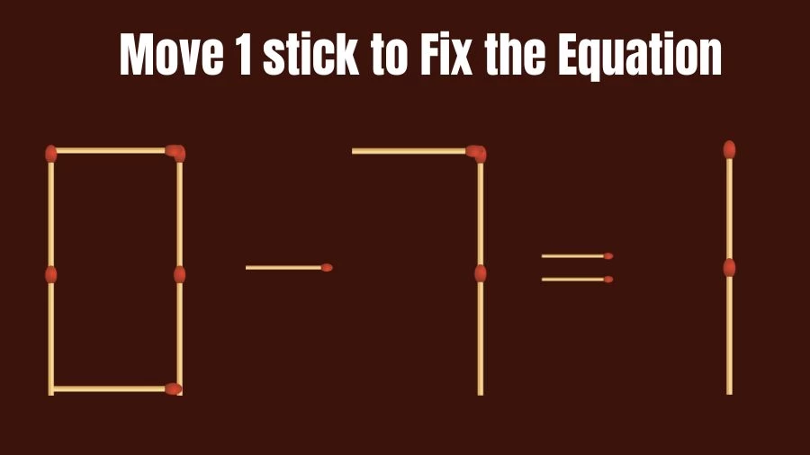 Brain Teaser Math Test: Fix 0-7=1 Move 1 Matchstick to Fix the Equation by 30 Secs
