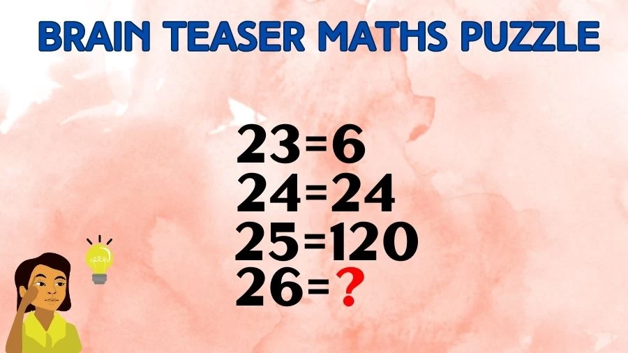 Brain Teaser Maths Puzzle: 23=6, 24=24, 25=120, 26=?