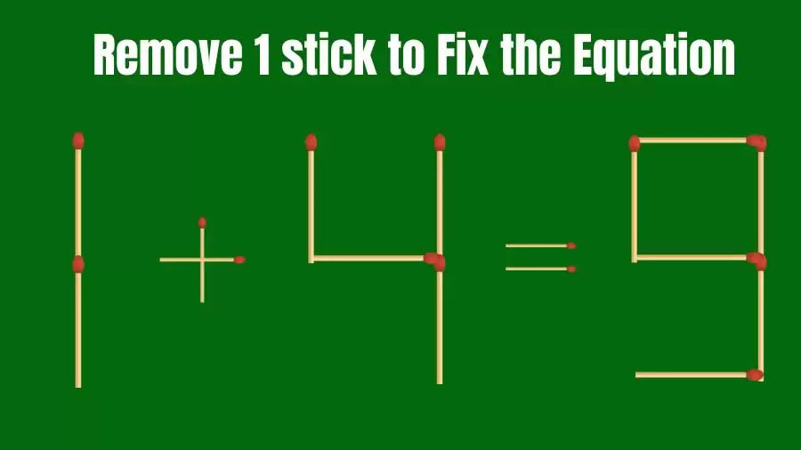 Brain Teaser IQ Challenge: 1+4=9 Remove 1 Matchstick to Fix the Equation