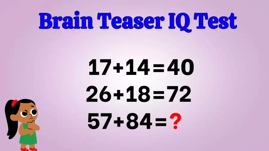 Brain Teaser IQ Test: If 17+14=40, 26+18=72, 57+84=?