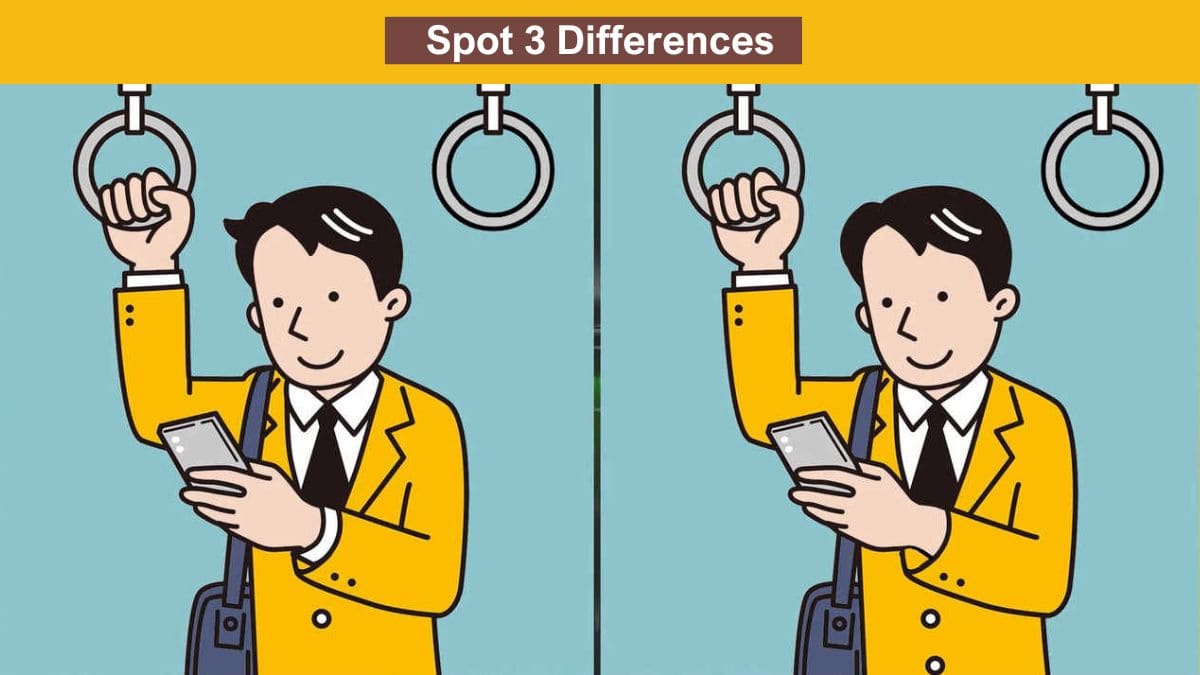 Spot 3 differences between the Man with the Phone pictures in 14 seconds
