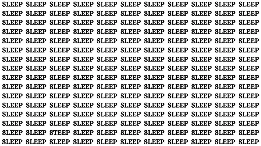 Test Your Eyes With This Image Find the Word Steep among Sleep in 15 Secs