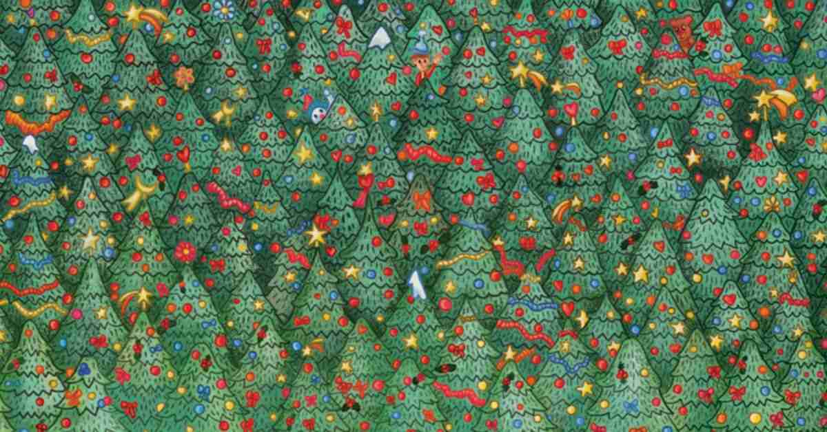 Can you spot the hidden robin among the christmas trees?