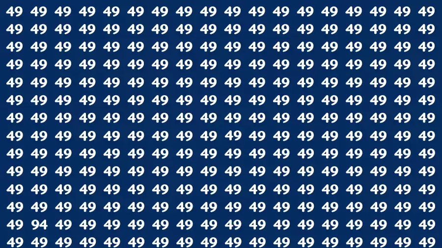 Observation Find it Out: If you have Sharp Eyes Find the number 94 among 49 in 20 Secs