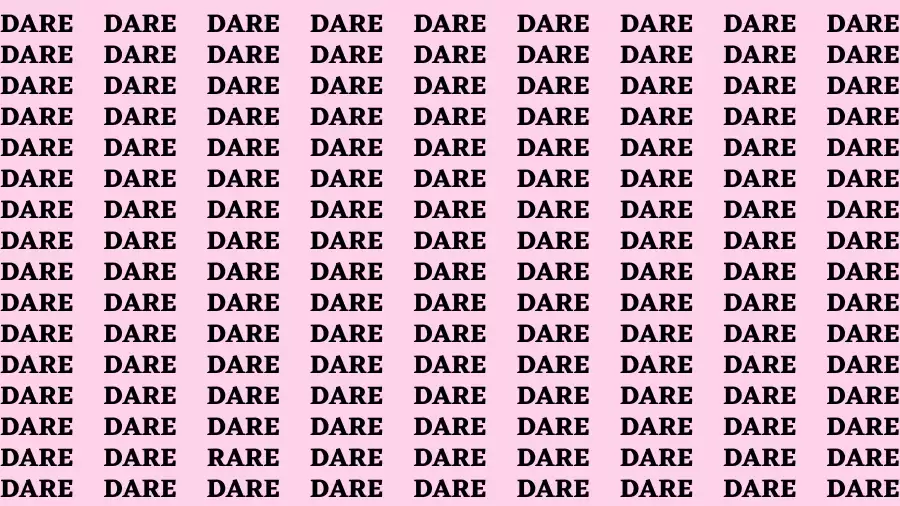 Observation Brain Challenge: If you have Eagle Eyes Find the word Rare among Dare in 15 Secs