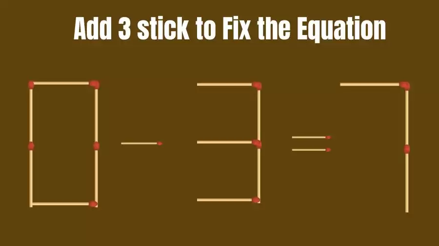 Brain Teaser: 0-3=7 Add 3 Matchsticks to Fix the Equation