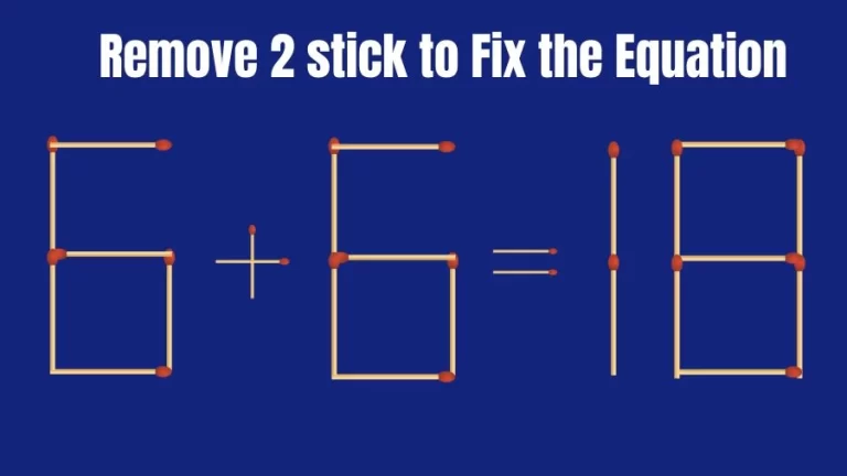 Brain Teaser: 6+6=18 Remove 2 Matchsticks to Fix the Equation