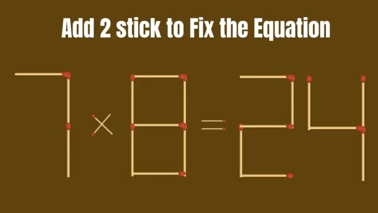 Brain Teaser: 7x8=24 Add 2 Matchsticks to Fix the Equation