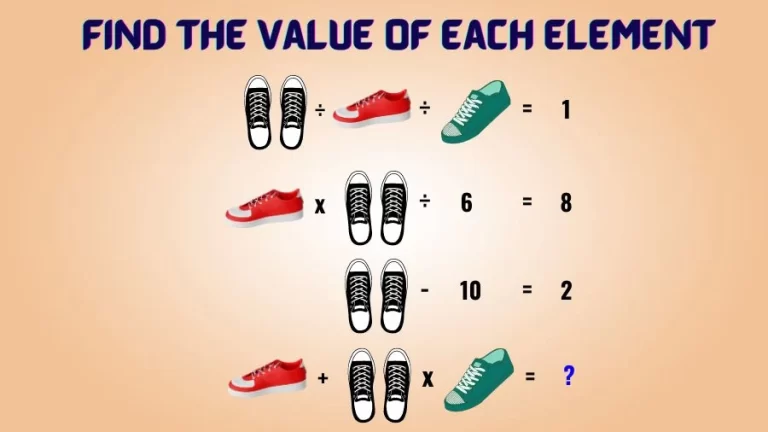Brain Teaser IQ Test: Solve and Find the Value of Each Element