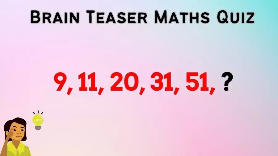 Brain Teaser Maths Quiz: What Number Should Come Next 9, 11, 20, 31, 51, ?