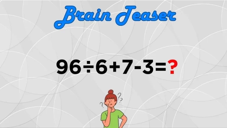 Brain Teaser for Genius Minds: Can You Solve 96÷6+7-3=?