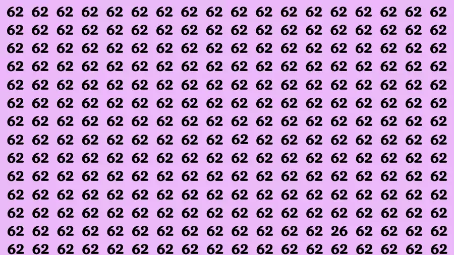 Observation Brain Test: If you have Sharp Eyes Find the number 26 among 62 in 20 Secs