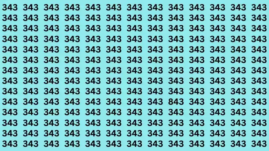 Observation Brain Test: If you have Hawk Eyes Find the Number 843 among 343 in 11 Secs