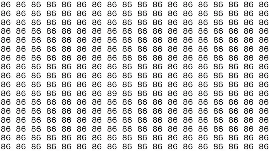 Observation Skill Test: If you have Hawk Eyes Find the number 89 among 86 in 10 Seconds?