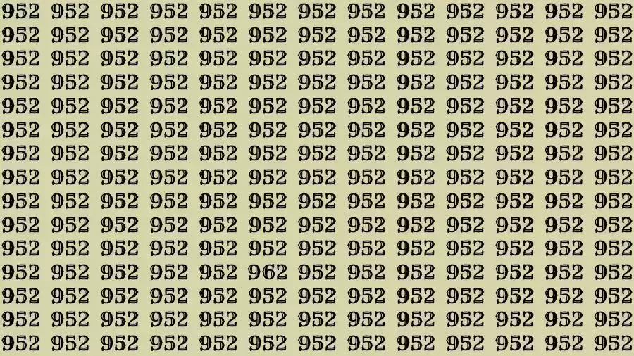 Optical Illusion Brain Challenge: If you have Eagle Eyes Find the number 962 among 952 in 15 Seconds?