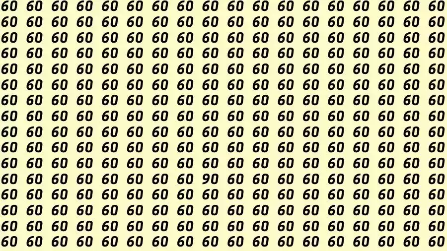 Observation Skill Test: If you have Sharp Eyes Find the number 90 among 60 in 10 Seconds?