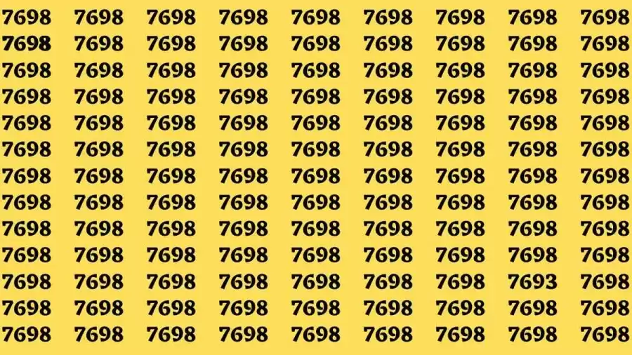 Observation Brain Test: If you have Hawk Eyes Find the Number 7693 among 7698 in 15 Secs