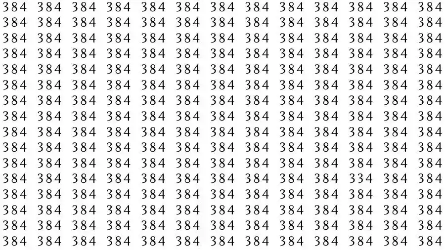Optical Illusion Brain Test: If you have Eagle Eyes Find the number 334 among 384 in 12 Seconds?