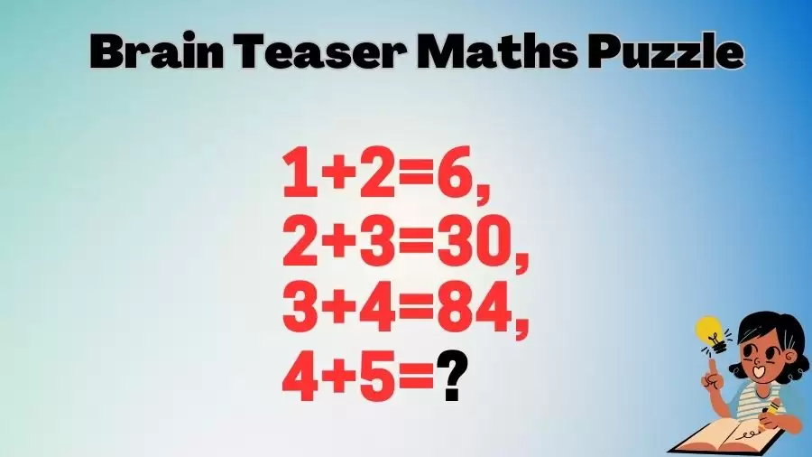 Brain Teaser Maths Puzzle: 1+2=6, 2+3=30, 3+4=84, What is 4+5=?