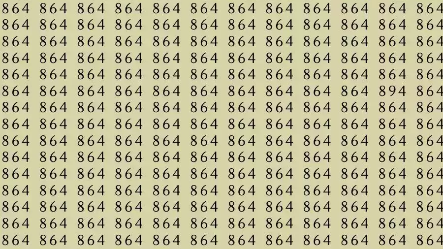 Optical Illusion Brain Test: If you have Eagle Eyes Find the number 894 among 864 in 10 Seconds?