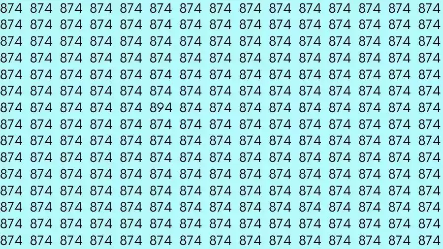 Optical Illusion Brain Test: If you have Eagle Eyes Find the number 894 among 874 in 12 Seconds?