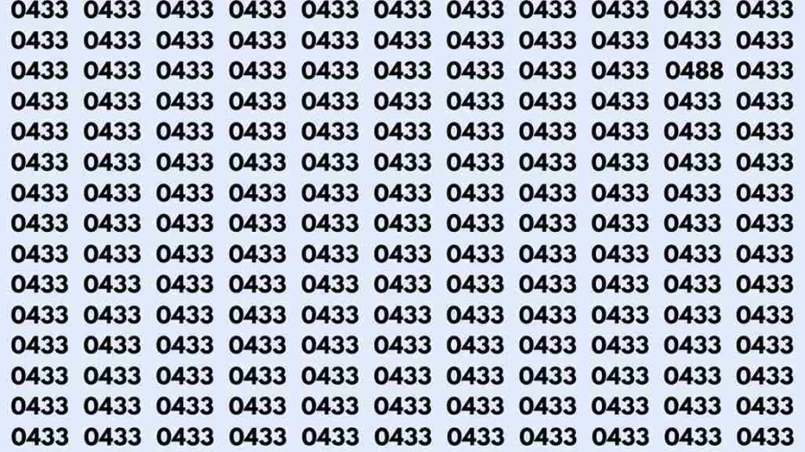 Observation Skill Test: Can you find the number 0488 among 0433 in 10 seconds?