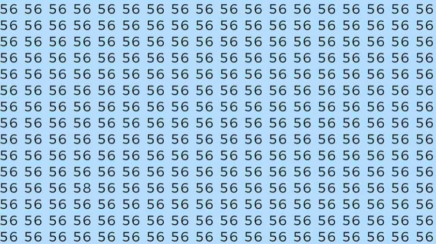 Observation Skill Test: If you have Sharp Eyes Find the number 58 among 56 in 7 Seconds?