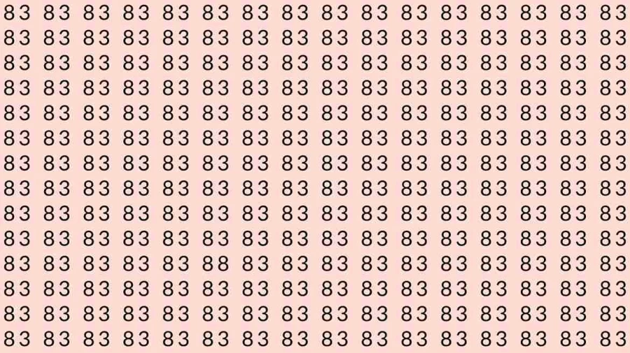 Observations Skill Test: If you have Sharp Eyes Find the number 88 among 83 in 7 Seconds?