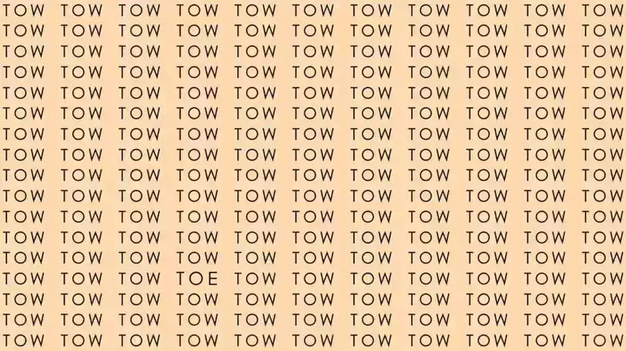 Observation Skills Test: If you have Eagle Eyes Find the Word Toe among Tow in 9 Seconds?