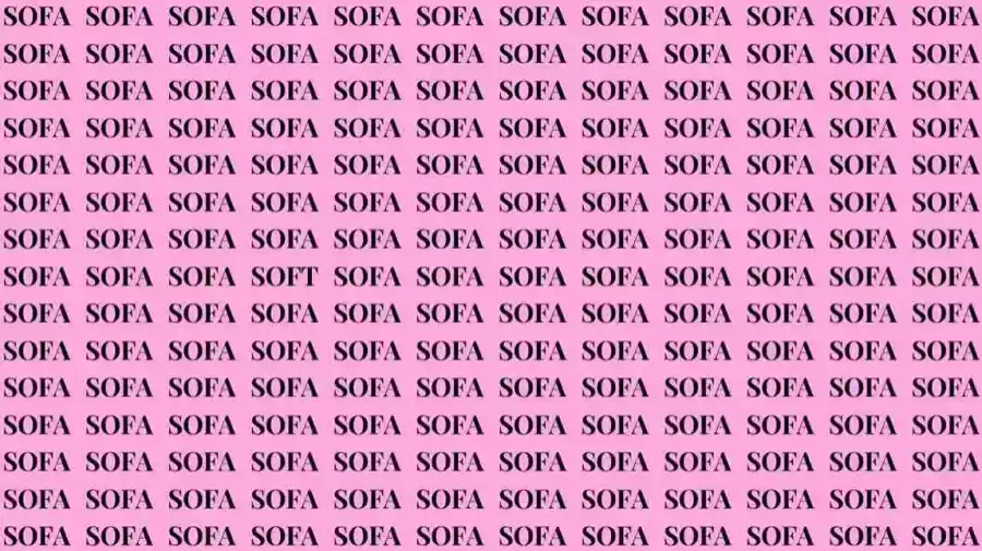 Optical Illusion Brain Test: If you have Sharp Eyes find the Word Soft among Sofa in 6 Seconds?