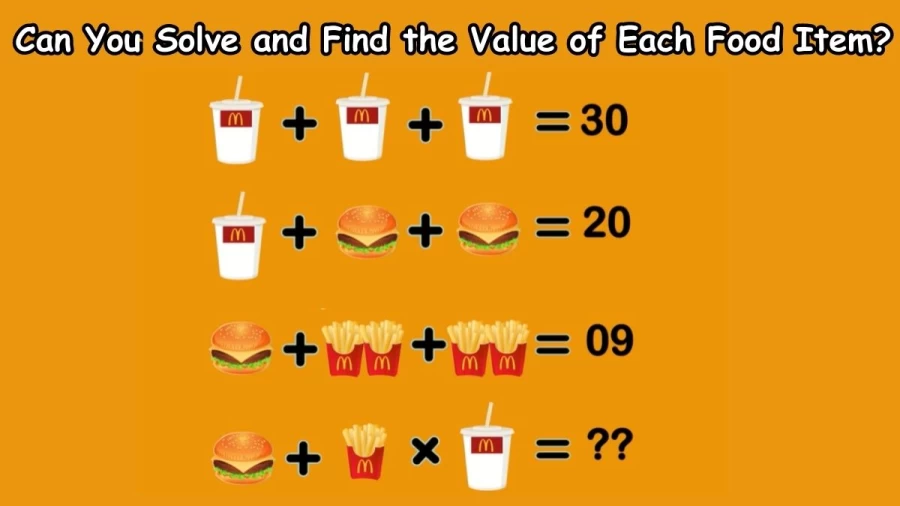 Brain Teaser: Can You Solve and Find the Value of Each Food Item?