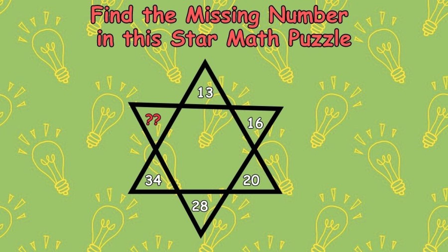 Brain Teaser: If you have High IQ Find the Missing Number in this Star Math Puzzle in 20 Seconds