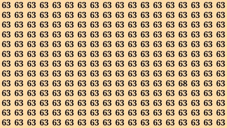 Observation Skills Test : If you have Keen Eyes Find the Number 68 among 63 in 15 Secs