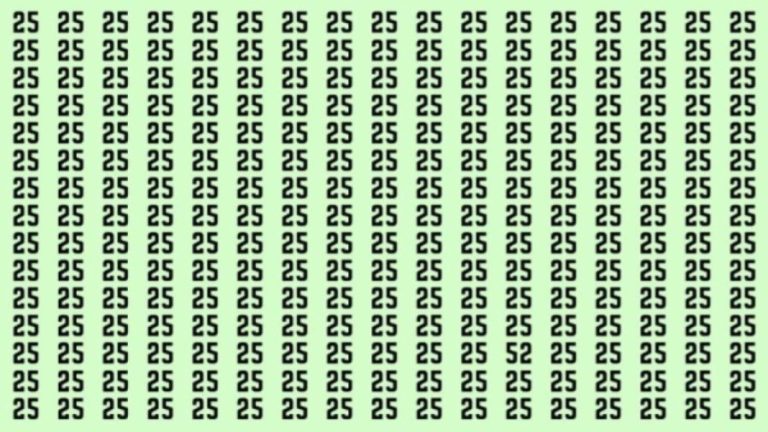 Observation Skills Test: Can you find the number 52 among 25 in 12 seconds?