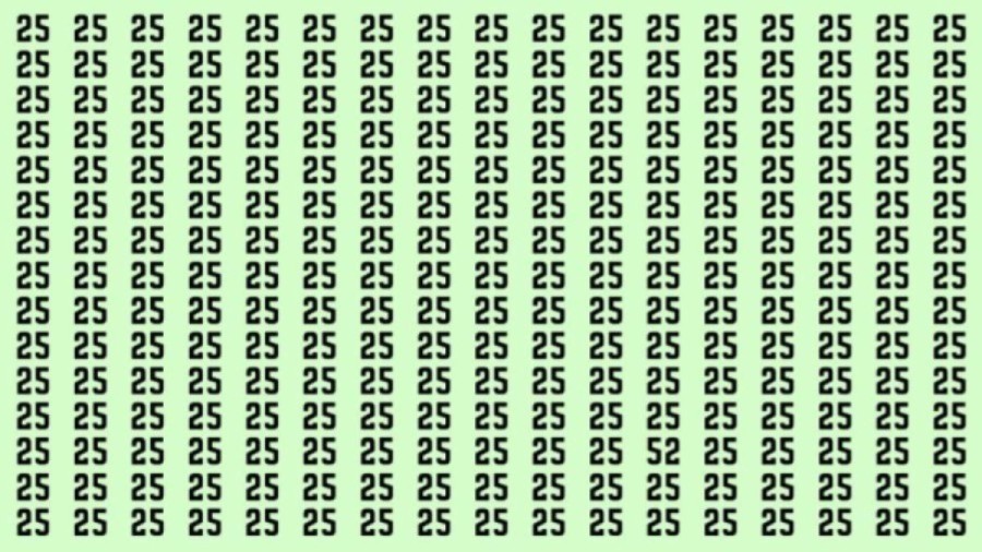 Observation Skills Test: Can you find the number 52 among 25 in 12 seconds?