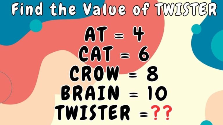 Brain Teaser: Find the Value of TWISTER using the Clues given in 30 Seconds